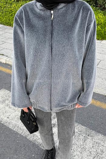 Lamelif Fermuarlı Kaban Antrasit