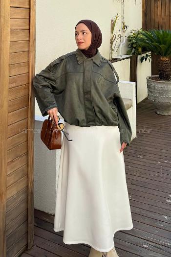 Khaki Shirt Collar Long Arm Cotton Suede Polyester Jacket