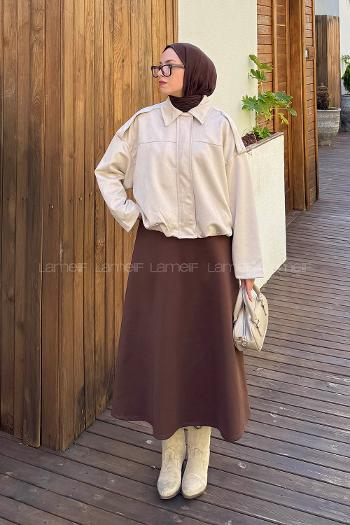 Lamelif Omuz Apoletli Süet Mont Krem