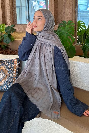 Anthracite Cotton Fabric Straight Shawl