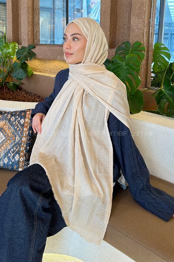 Lamelif piliseli Bambu Şal Bej