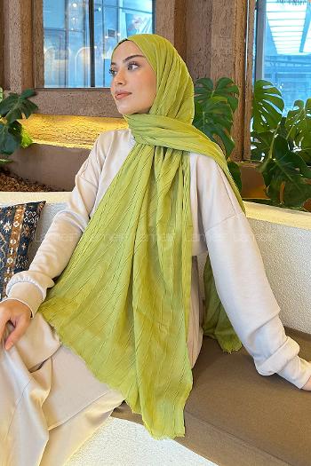 Lamelif Piliseli Bambu Şal Fıstık Yeşili