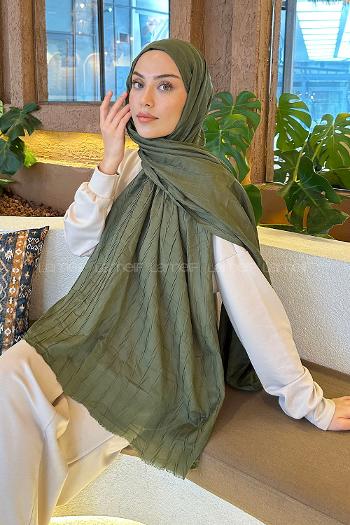 Lamelif Piliseli Bambu Şal Haki