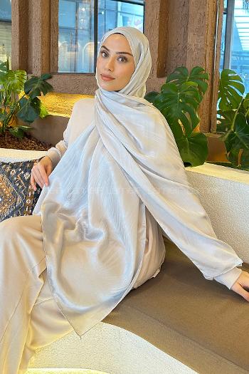 Light Grey Viscose Fabric Straight Printed Shawl