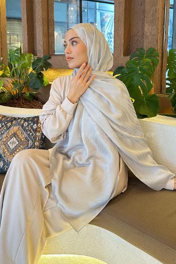 Light Grey Viscose Fabric Straight Printed Shawl