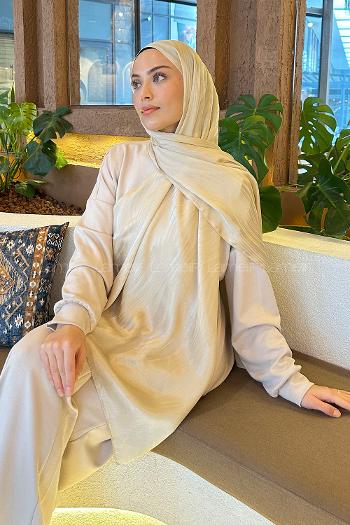 Lamelif Su Yolu Desen Janjan Jakar Şal Camel