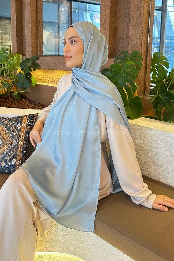 Lamelif Su Yolu Desen Janjan Jakar Şal Gök Mavi