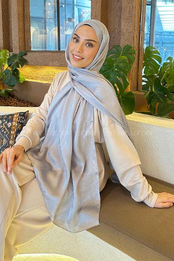 Lamelif Su Yolu Desen Janjan Jakar Şal Gri