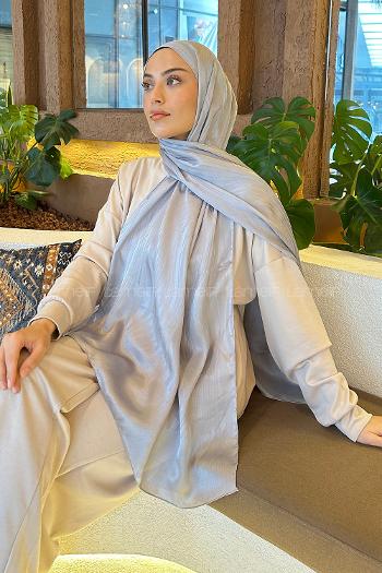 Lamelif Su Yolu Desen Janjan Jakar Şal Gri