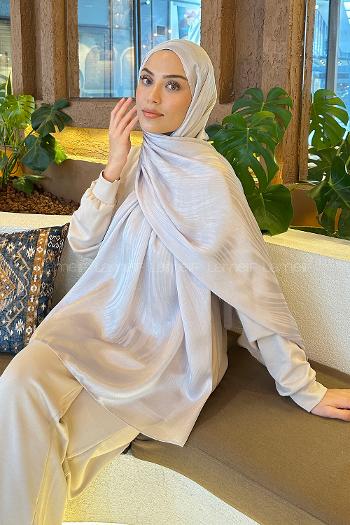 Silver Viscose Fabric Straight Printed Shawl