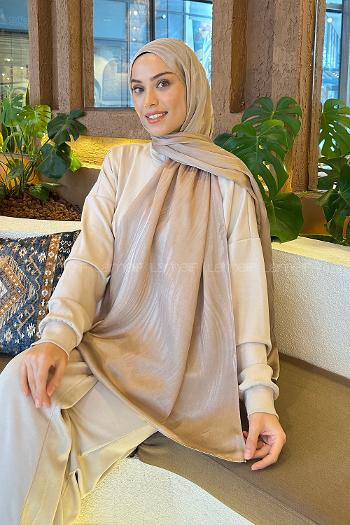 Lamelif Su Yolu Desen Janjan Jakar Şal Koyu Vizon