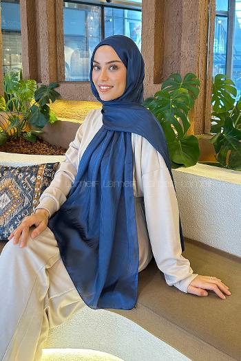 Navy Blue Viscose Fabric Straight Printed Shawl