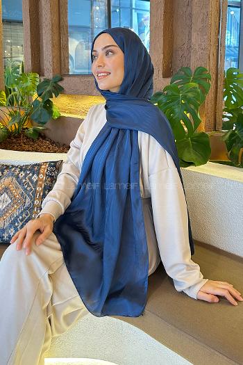 Navy Blue Viscose Fabric Straight Printed Shawl