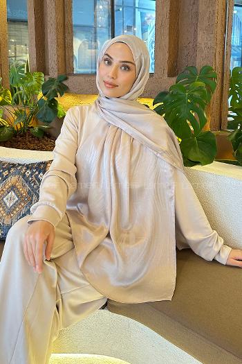 Lamelif Su Yolu Desen Janjan Jakar Şal Vizon