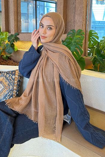 Lamelif Tozlu Kahve Bürümcük Şal