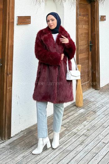 Claret Red Normal Neck Long Arm Coat