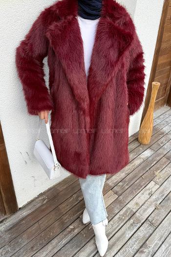 Claret Red Normal Neck Long Arm Coat