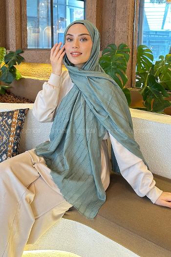 Plum Green Cotton Fabric Straight Shawl