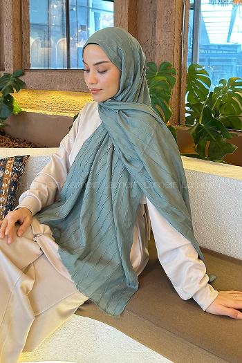 Plum Green Cotton Fabric Straight Shawl