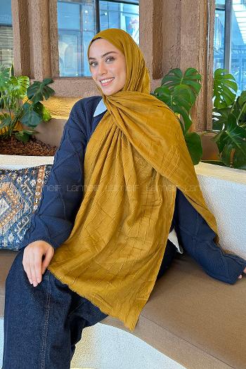 Ocher Cotton Fabric Straight Shawl