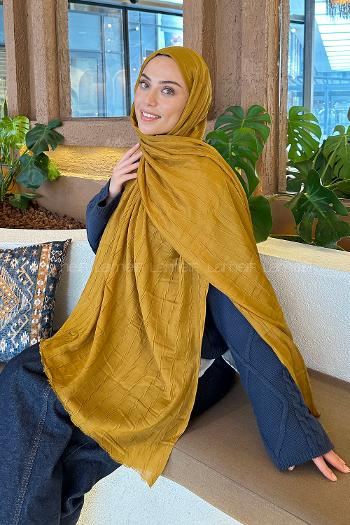 Ocher Cotton Fabric Straight Shawl