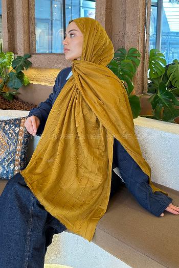 Ocher Cotton Fabric Straight Shawl