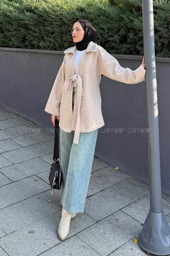 Stone Shirt Collar Long Arm Polyester Jacket