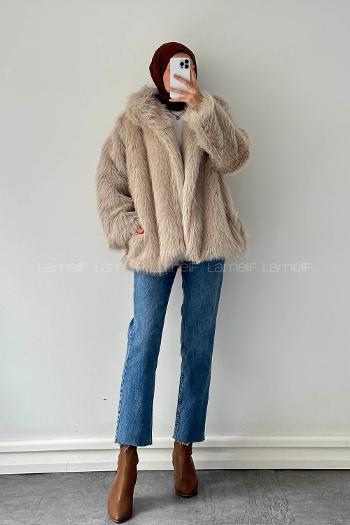 Lamelif Kürk Mont Taş Rengi