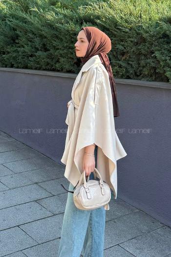 Lamelif Omuz Apoletli Bağlama Detaylı Panço Bej