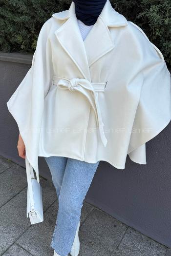 White Jacket Collar Long Arm Coat