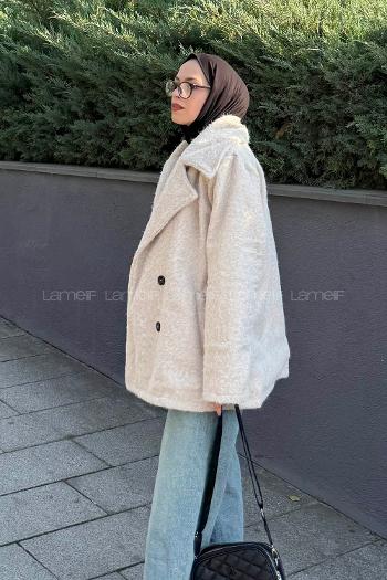 Lamelif Sakal Kumaş Kaban Bej