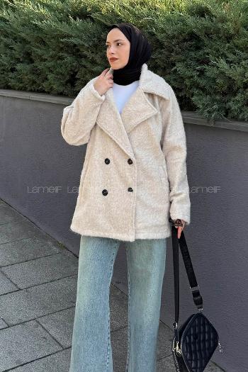 Lamelif Sakal Kumaş Kaban Bej