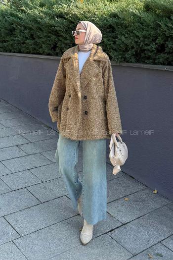 Lamelif Sakal Kumaş Kaban Soft Kahve