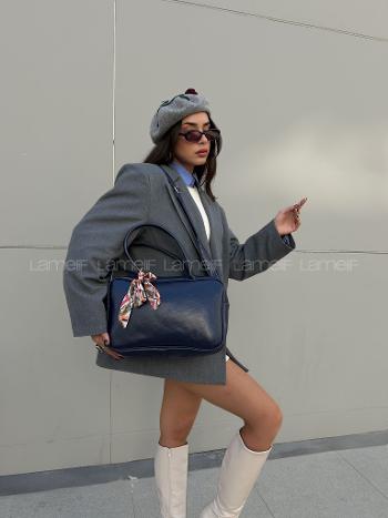 Kadın Suni Deri Omuz ve El Çantası fular Kombin 