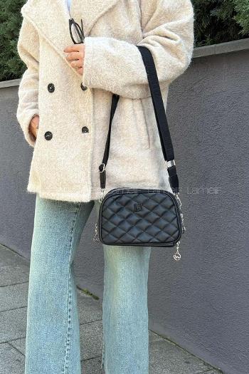 Kapitone Fermuarlı Mıknatıs Kapak Bölmeli Çok Gözlü Günlük Kadın Omuz Çantası