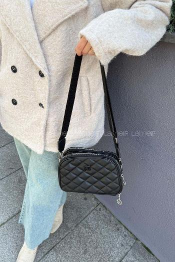 Kapitone Fermuarlı Mıknatıs Kapak Bölmeli Çok Gözlü Günlük Kadın Omuz Çantası