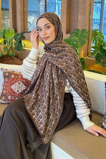 Brown Cotton Fabric Striped Shawl