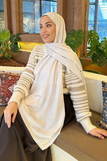 Stone Cotton Fabric Striped Shawl