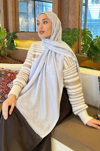 Gray Cotton Fabric Striped Shawl