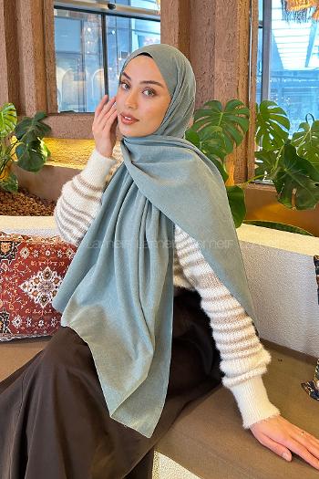 Plum Green Linen Straight Shawl