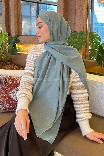 Plum Green Linen Straight Shawl