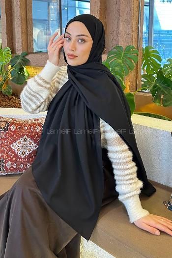 Black Linen Straight Shawl