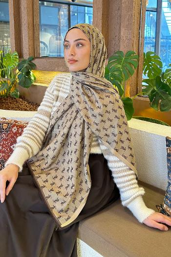 Dark Brown Cotton Fabric Striped Shawl