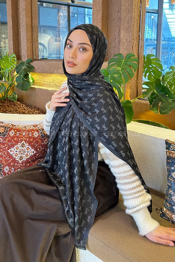 Black White Cotton Fabric Striped Shawl