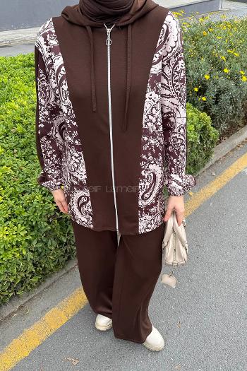 Lamelif Desenli İkili Takım Acı Kahve