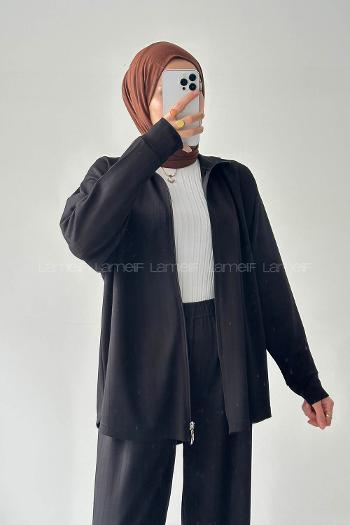 Lamelif Fermuarlı Oysho Takım Siyah
