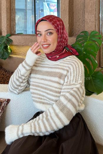 Lamelif G Desen Rayon Eşarp Bordo