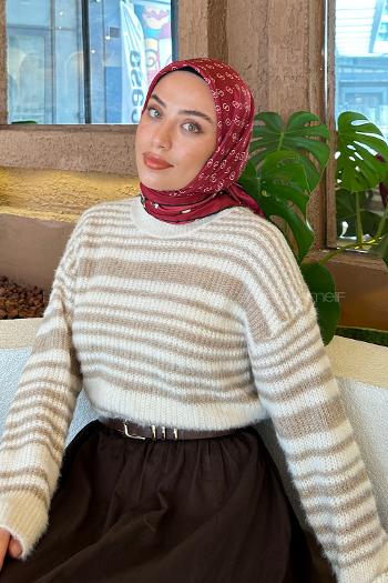 Lamelif G Desen Rayon Eşarp Bordo