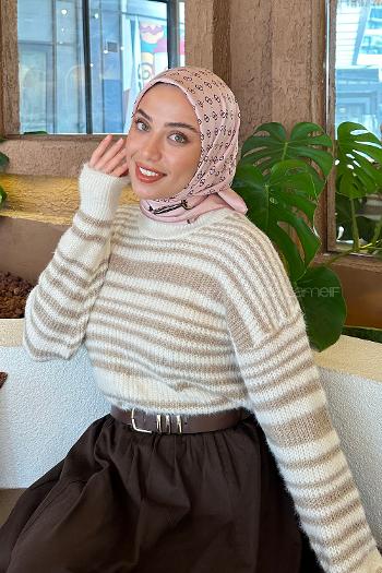 Powder Cotton Fabric Striped Scarf