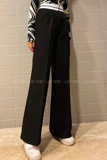 Lamelif Garnili Pantolon Siyah